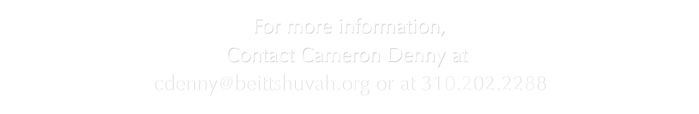 White background with light gray text that reads: "For more information about the Circle of Majesty, contact Cameron Denny at cdenny@beitshuvah.org or 310.202.2288.